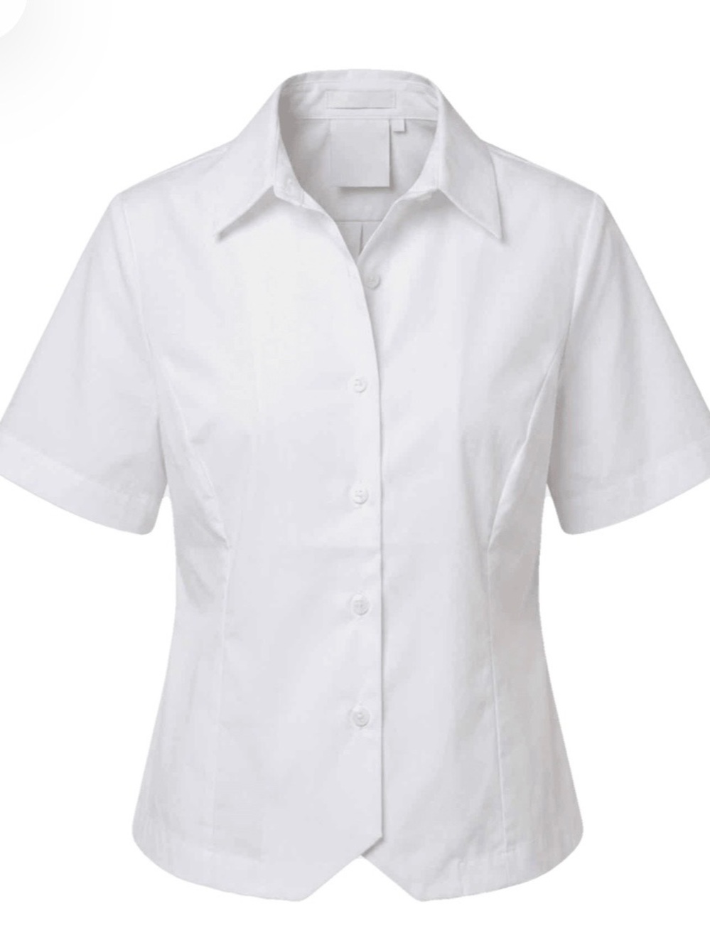 Classic Cotton Short-Sleeve White Button-Up Women's Shirt
